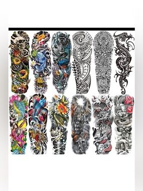 12-Piece Temporary Tattoo Stickers Sleeves Men & Women